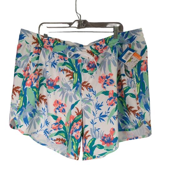 Columbia Bogata Bay Shorts Womens Plus 2X Tropical Print Stretch Omni Shield New - Picture 1 of 9